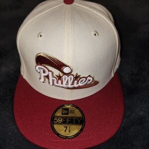 New Era Phillies Cream and Red Cap